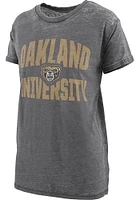 Pressbox Oakland University Golden Grizzlies Womens Black Burnout Maxine Short Sleeve T-Shirt
