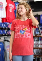 Pressbox Kansas Jayhawks Womens Red Burnout Maxine Short Sleeve T-Shirt