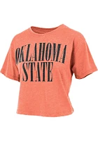 Pressbox Oklahoma State Cowboys Womens Orange Burnout Showtime Crop Short Sleeve T-Shirt