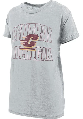 Pressbox Central Michigan Chippewas Womens Grey Burnout Maxine Short Sleeve T-Shirt