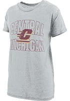 Pressbox Central Michigan Chippewas Womens Grey Burnout Maxine Short Sleeve T-Shirt