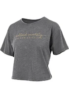 Pressbox Oakland University Golden Grizzlies Womens Black Burnout Valdosta Crop Short Sleeve T-Shi..