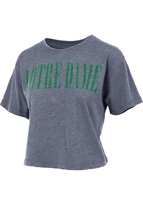 Pressbox Notre Dame Fighting Irish Womens Navy Blue Burnout Showtime Crop Short Sleeve T-Shirt
