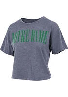 Pressbox Notre Dame Fighting Irish Womens Navy Blue Burnout Showtime Crop Short Sleeve T-Shirt
