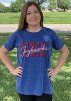 Pressbox Kansas Jayhawks Womens Blue Burnout Everest Short Sleeve T-Shirt