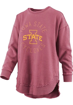 Pressbox Iowa State Cyclones Womens Crimson Burnout Bakersfield Poncho Crew Sweatshirt