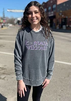 Pressbox K-State Wildcats Womens Black Burnout Blue Jean Baby Poncho Crew Sweatshirt
