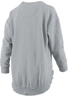 Pressbox North Texas Mean Green Womens Grey Burnout Bakersfield Poncho Crew Sweatshirt