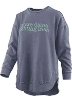 Pressbox Notre Dame Fighting Irish Womens Navy Blue Burnout Jean Baby Poncho Crew Sweatshirt