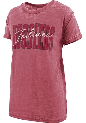Pressbox Indiana Hoosiers Womens Crimson Burnout Everest Short Sleeve T-Shirt
