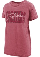 Pressbox Indiana Hoosiers Womens Crimson Burnout Everest Short Sleeve T-Shirt