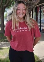 Pressbox Arkansas Razorbacks Womens Crimson Burnout Valdosta Crop Short Sleeve T-Shirt