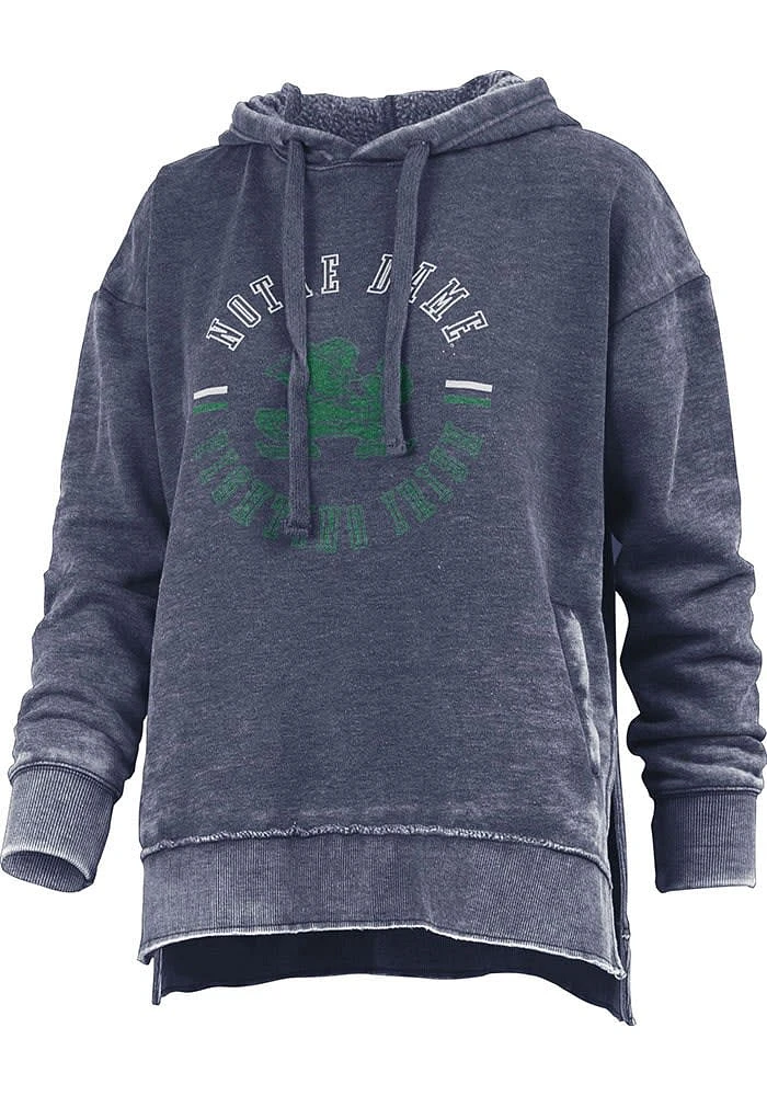 Pressbox Notre Dame Fighting Irish Womens Navy Blue Burnout Challenger Hooded Sweatshirt