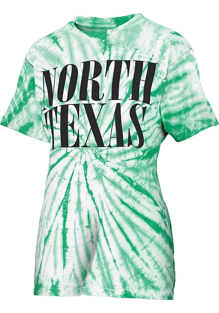 Pressbox North Texas Mean Green Womens Kelly Tie Dye Showtime Short Sleeve T-Shirt