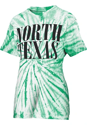 Pressbox North Texas Mean Green Womens Kelly Tie Dye Showtime Short Sleeve T-Shirt