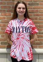 Pressbox Dayton Flyers Womens Red Tie Dye Showtime Short Sleeve T-Shirt