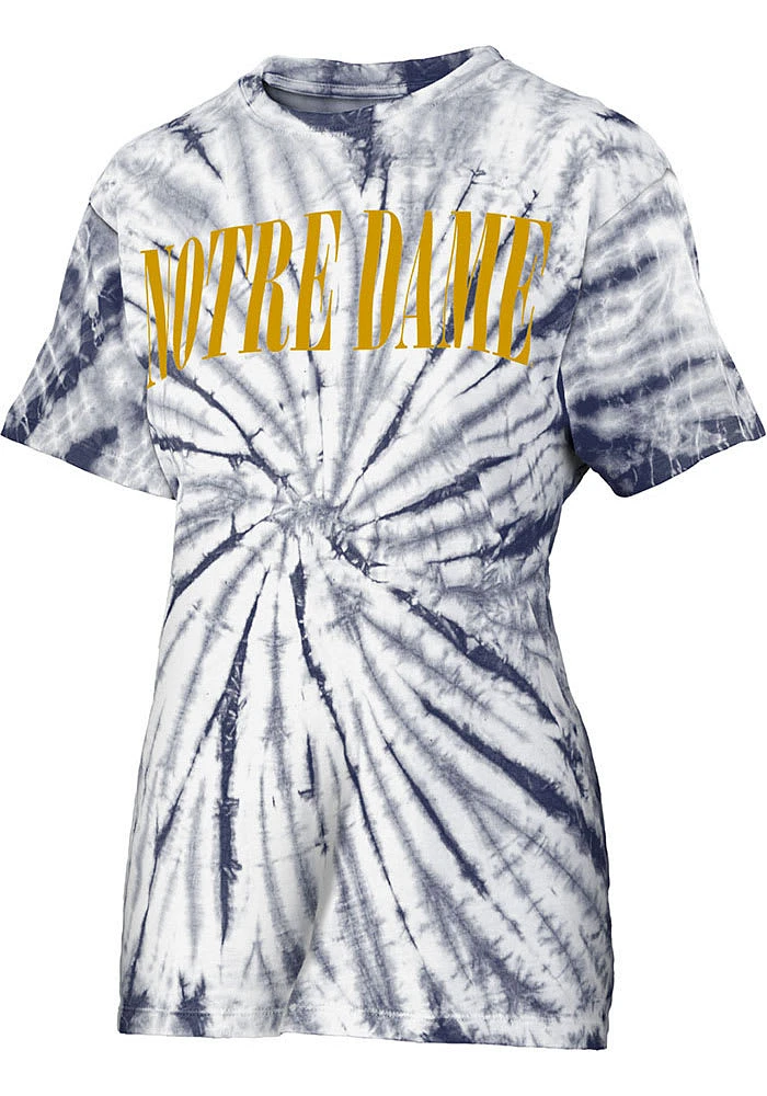 Pressbox Notre Dame Fighting Irish Womens Navy Blue Tie Dye Showtime Short Sleeve T-Shirt