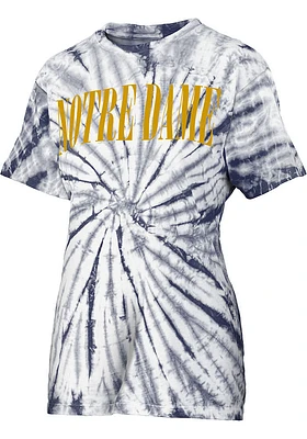 Pressbox Notre Dame Fighting Irish Womens Navy Blue Tie Dye Showtime Short Sleeve T-Shirt