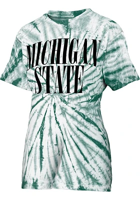 Pressbox Michigan State Spartans Womens Green Tie Dye Showtime Short Sleeve T-Shirt