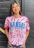 Pressbox Kansas Jayhawks Womens Red Tie Dye Santana Short Sleeve T-Shirt