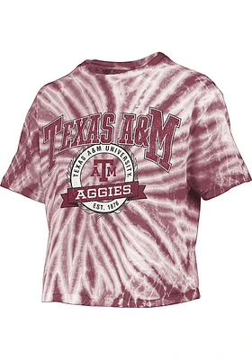 Pressbox Texas A&M Aggies Womens Maroon Tie Dye Gibraltar Crop Short Sleeve T-Shirt