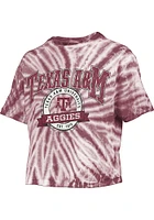Pressbox Texas A&M Aggies Womens Maroon Tie Dye Gibraltar Crop Short Sleeve T-Shirt