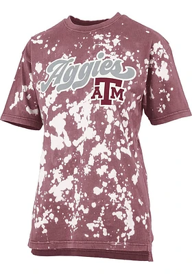 Pressbox Texas A&M Aggies Womens Maroon Bleach Wash Bonanza Short Sleeve T-Shirt