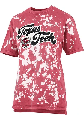 Pressbox Texas Tech Red Raiders Womens Bleach Wash Bonanza Short Sleeve T-Shirt
