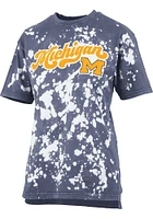 Pressbox Michigan Wolverines Womens Blue Bleach Wash Bonanza Short Sleeve T-Shirt