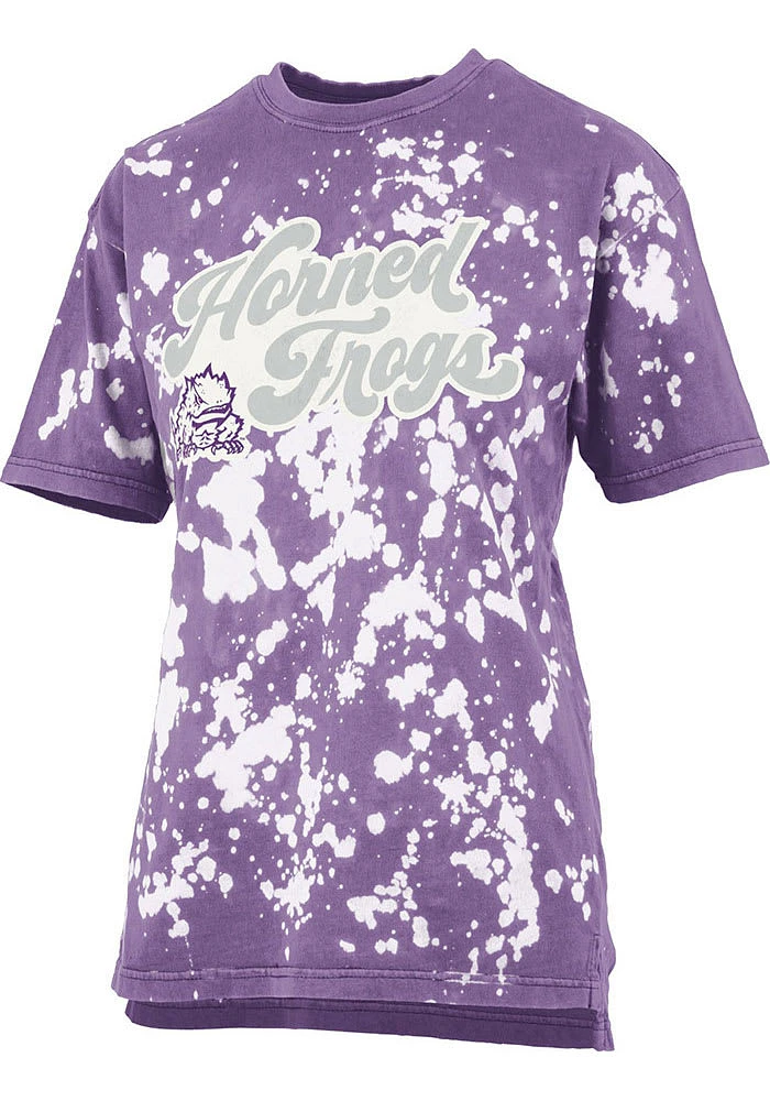 Pressbox TCU Horned Frogs Womens Purple Bleach Wash Bonanza Short Sleeve T-Shirt