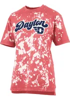 Pressbox Dayton Flyers Womens Red Bleach Wash Bonanza Short Sleeve T-Shirt