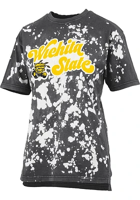 Pressbox Wichita State Shockers Womens Black Bleach Wash Bonanza Short Sleeve T-Shirt