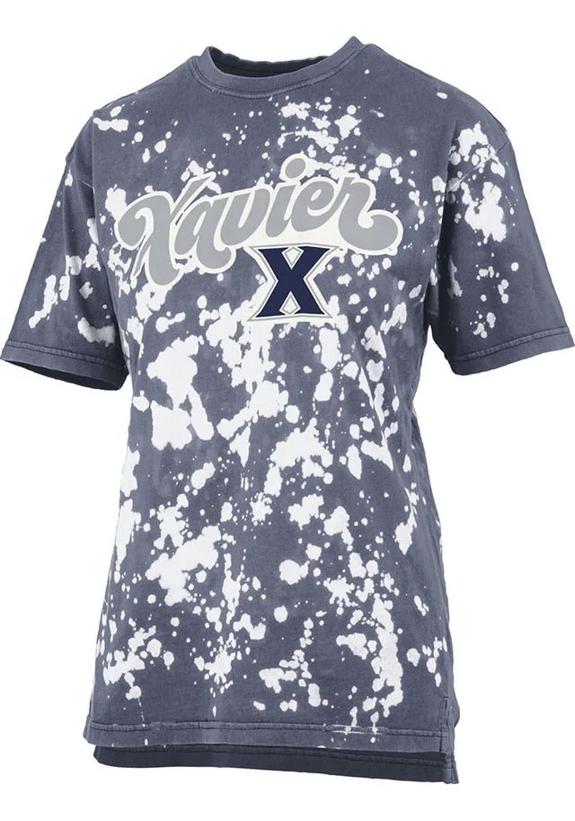 Pressbox Xavier Musketeers Womens Navy Blue Bleach Wash Bonanza Short Sleeve T-Shirt