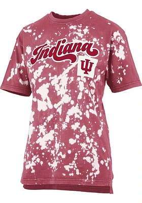 Pressbox Indiana Hoosiers Womens Crimson Bleach Wash Bonanza Short Sleeve T-Shirt
