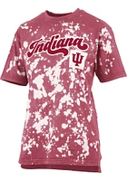 Pressbox Indiana Hoosiers Womens Crimson Bleach Wash Bonanza Short Sleeve T-Shirt
