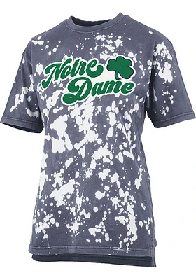 Pressbox Notre Dame Fighting Irish Womens Navy Blue Bleach Wash Bonanza Short Sleeve T-Shirt
