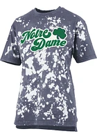 Pressbox Notre Dame Fighting Irish Womens Navy Blue Bleach Wash Bonanza Short Sleeve T-Shirt