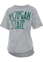 Pressbox Michigan State Spartans Womens Grey Mineral Wash Zeppelin Short Sleeve T-Shirt