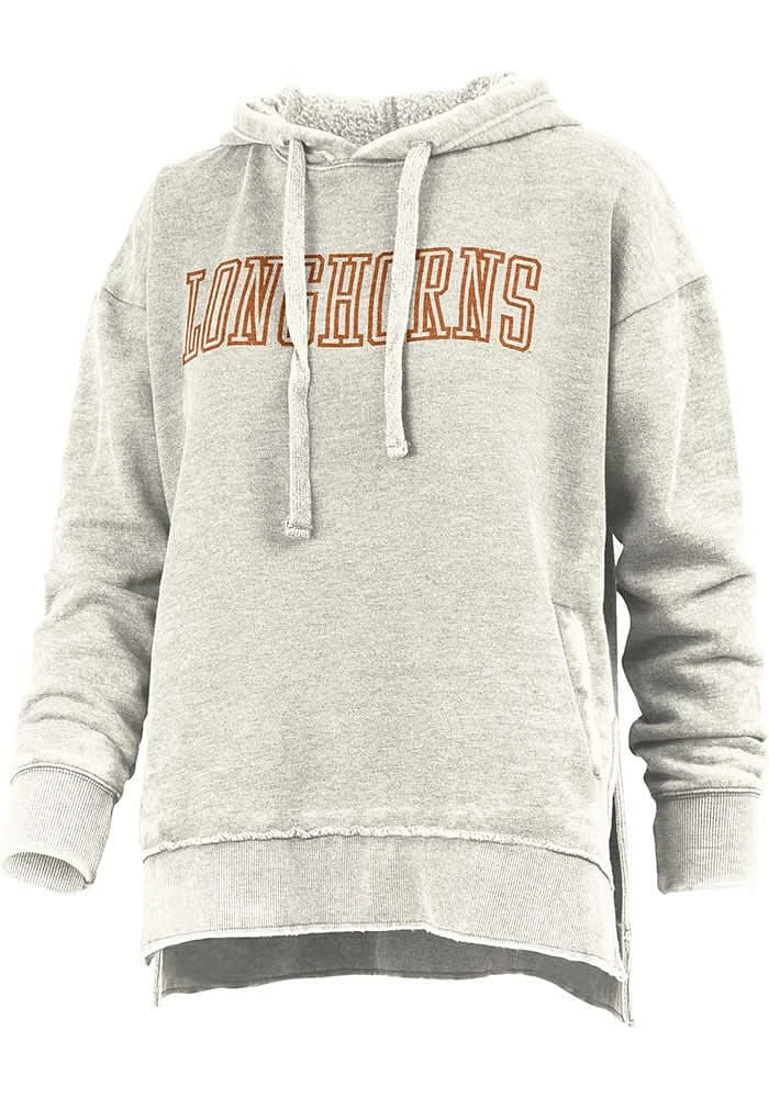 Pressbox Texas Longhorns Womens Ivory Burnout Marni Hooded Sweatshirt