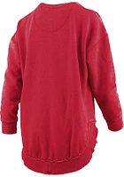 Pressbox SMU Mustangs Womens Red Burnout Bakersfield Poncho Crew Sweatshirt
