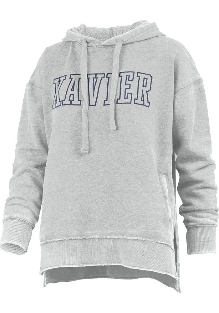 Pressbox Xavier Musketeers Womens Grey Burnout Marni Hooded Sweatshirt