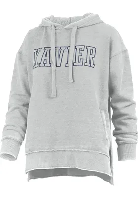 Pressbox Xavier Musketeers Womens Grey Burnout Marni Hooded Sweatshirt