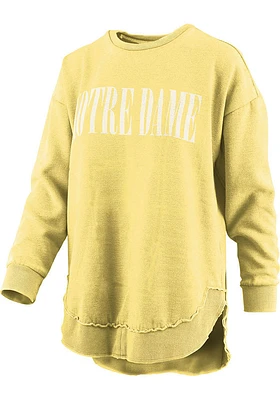 Pressbox Notre Dame Fighting Irish Womens Yellow Burnout Showtime Poncho Crew Sweatshirt