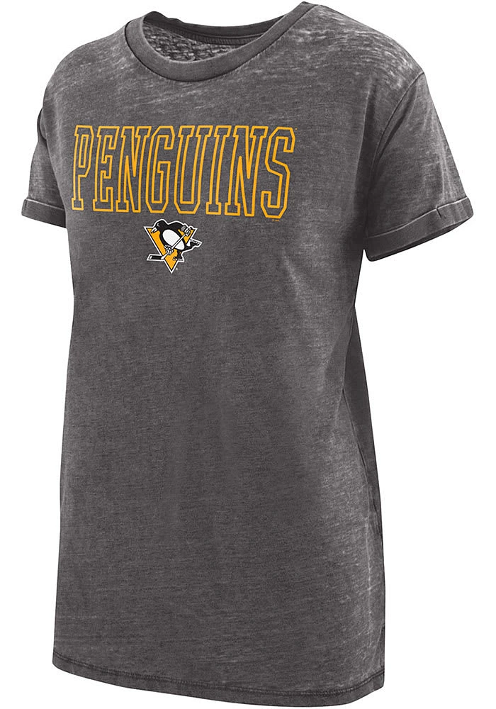 Pittsburgh Penguins Womens Black Boyfriend Short Sleeve T-Shirt