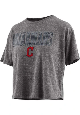 Cleveland Guardians Womens Grey Wordmark Knobi Short Sleeve T-Shirt