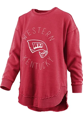 Pressbox Western Kentucky Hilltoppers Womens Red Poncho Crew Sweatshirt
