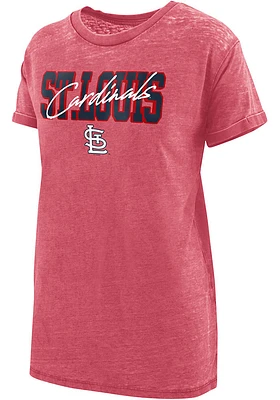 St Louis Cardinals Womens Red Boyfriend Design Short Sleeve T-Shirt