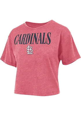 St Louis Cardinals Womens Red Vintage Design Short Sleeve T-Shirt