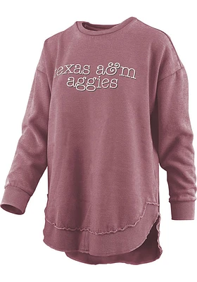 Pressbox Texas A&M Aggies Womens Maroon Poncho Crew Sweatshirt