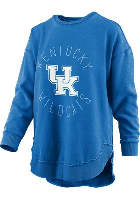 Pressbox Kentucky Wildcats Womens Blue Poncho Crew Sweatshirt